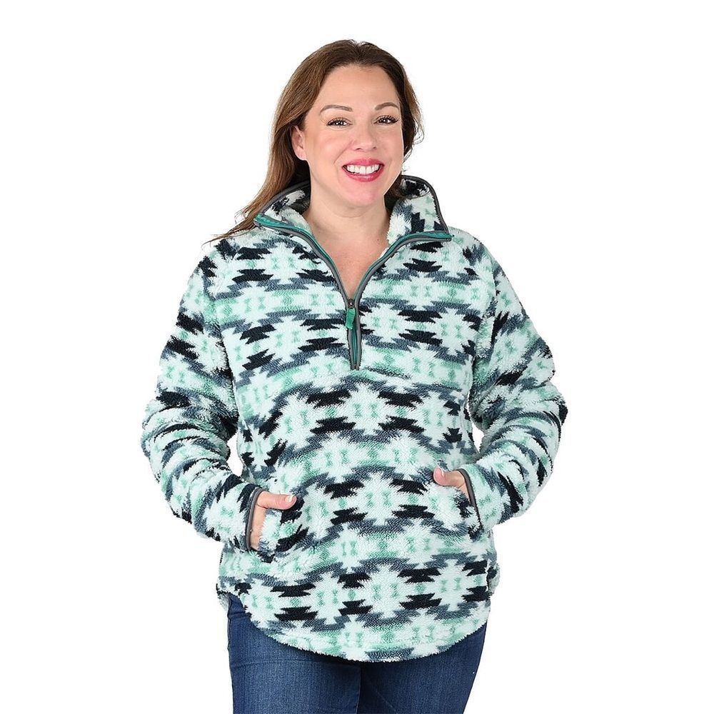 Victory Outfitters Mint Aztec Fluffy Fleece Pullover Sweater Sweatshirt 1X Teddy